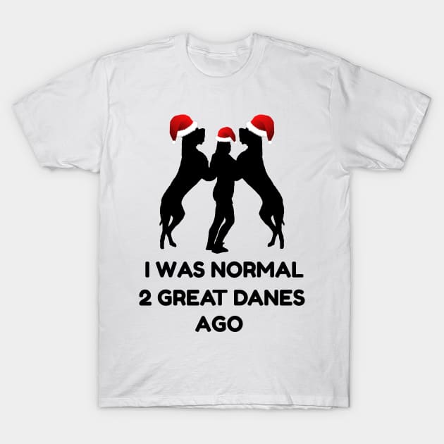 Great Dane Christmas Gift T-Shirt | Normal 2 Great Danes Ago T-Shirt by TellingTales